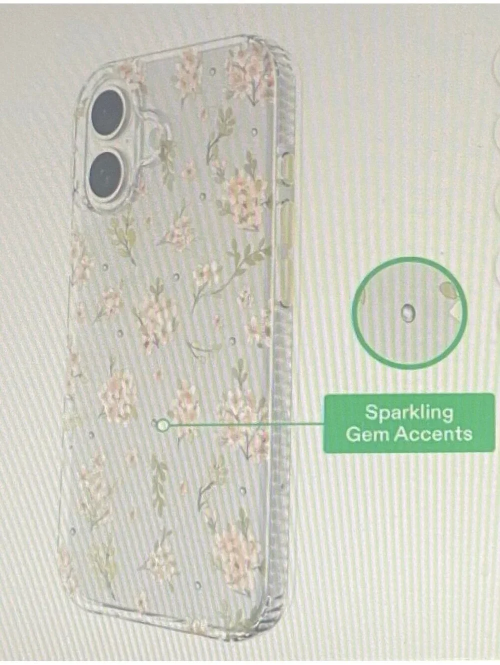 Onn Case for iPhone 16 Pink Floral with Gems